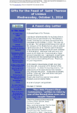 image of newsletter, blue and white, for Saint Therese of Lisieux A Gateway